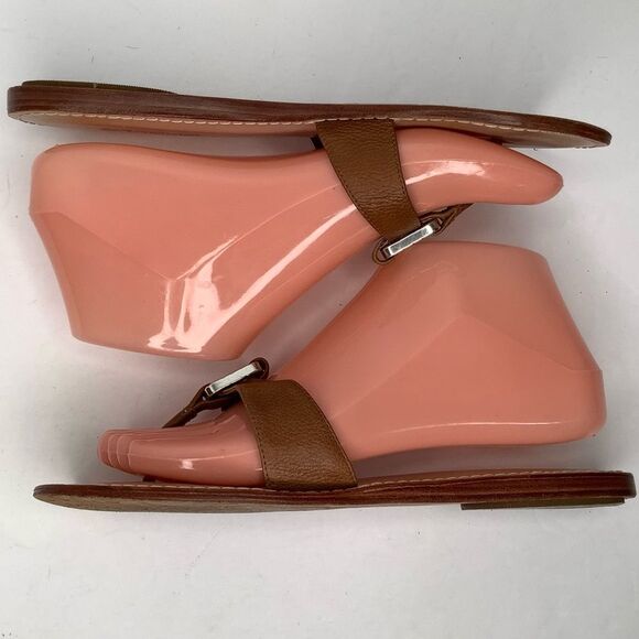 Brighton Ocean Slip On Thong Brown Leather Women’s Flat Flip Flop Sz 7M - Picture 3 of 9